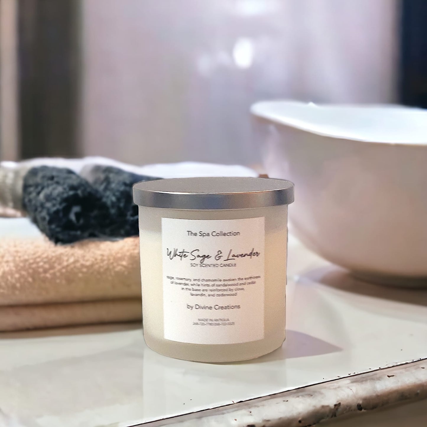 White Sage & Lavender Scented Soy Candle
